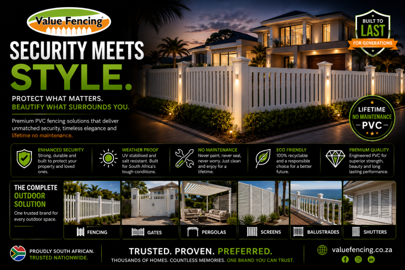 stylish security fencing modern pvc fencing systems luxury estate fencing south africa elegant outdoor security solutions no maintenance fencing systems weather resistant fencing architectural fencing