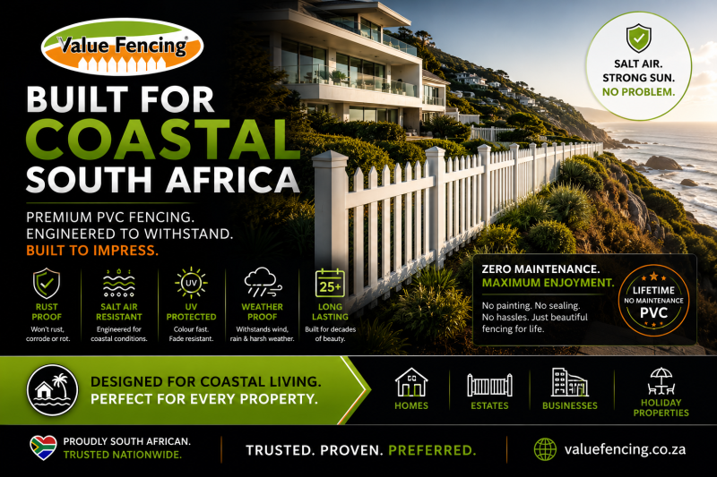 coastal pvc fencing south africa salt air resistant fencing weather resistant fencing systems beachfront property fencing luxury coastal fencing rust free fencing solutions uv resistant pvc fencing no