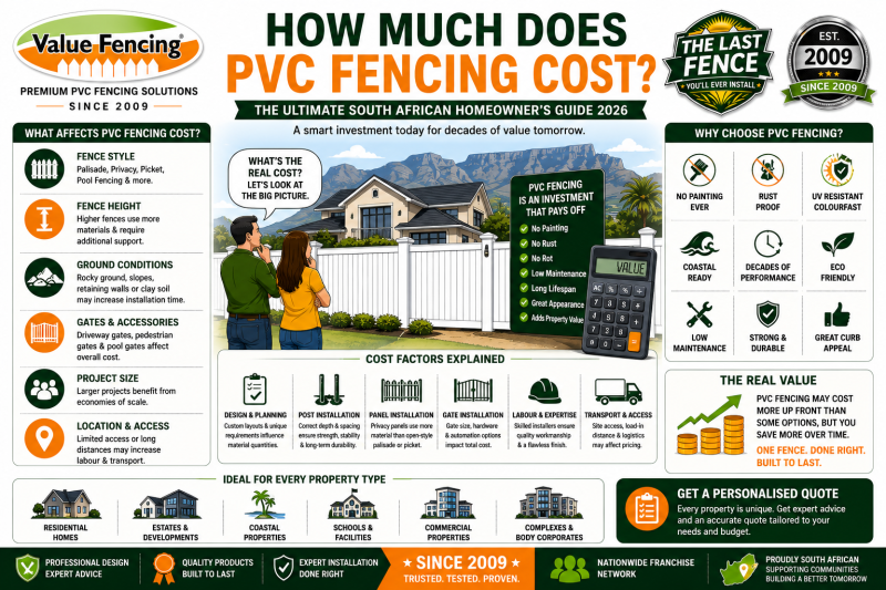 pvc fence pricing guide pvc fencing installation privacy fencing cost palisade fencing prices residential fencing south africa estate fencing coastal fencing maintenance free fencing long lasting fenc