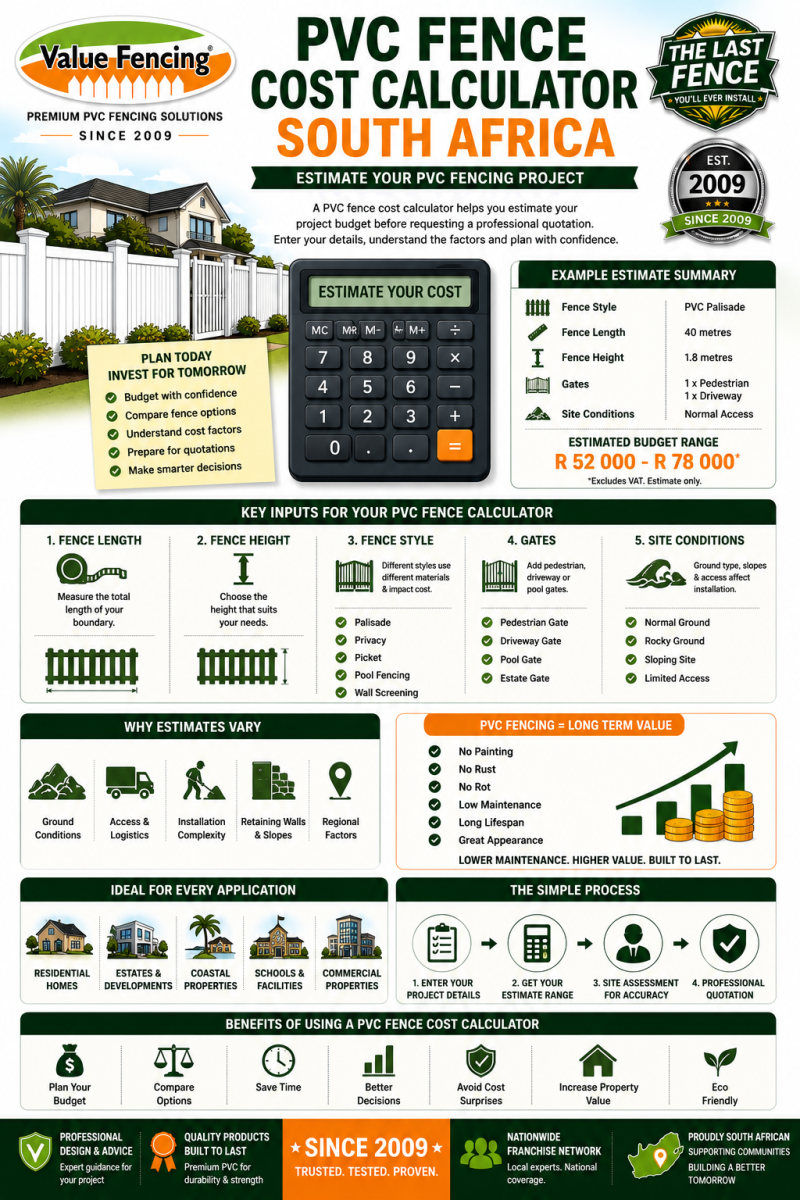 pvc fence budget calculator fencing quotation guide pvc fencing estimator fence installation costs privacy fence calculator palisade fence pricing residential fencing costs estate fencing budget fenci