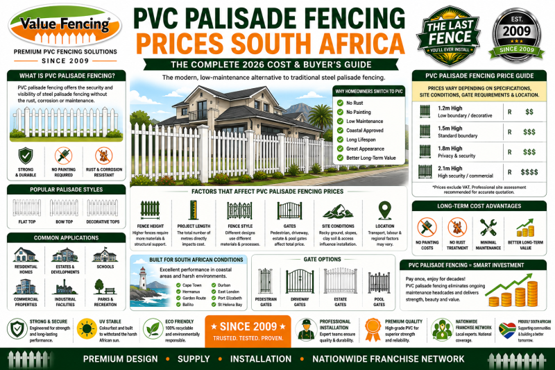 white pvc palisade fencing maintenance free palisade fence rust free fencing boundary fencing south africa coastal fencing solutions residential palisade fencing estate fencing pvc gate systems perime