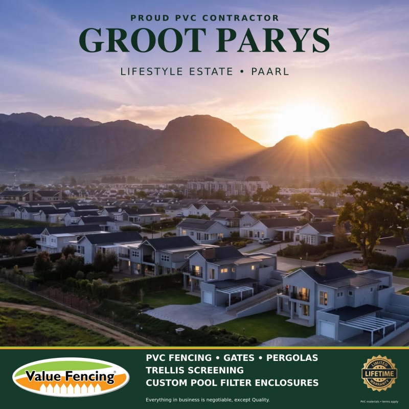 estate boundary fencing matching pvc gates decorative trellis screens custom pool equipment enclosures outdoor pergola structures paarl estate homes cape winelands outdoor living pool filter service a