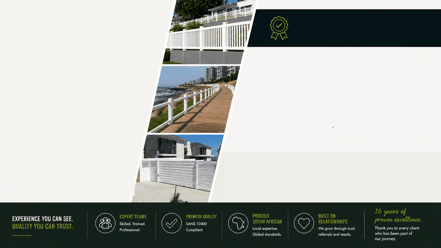 long established pvc fencing supplier fencing project experience residential fence installations boundary fence case studies coastal fencing references estate perimeter fencing contractor track record