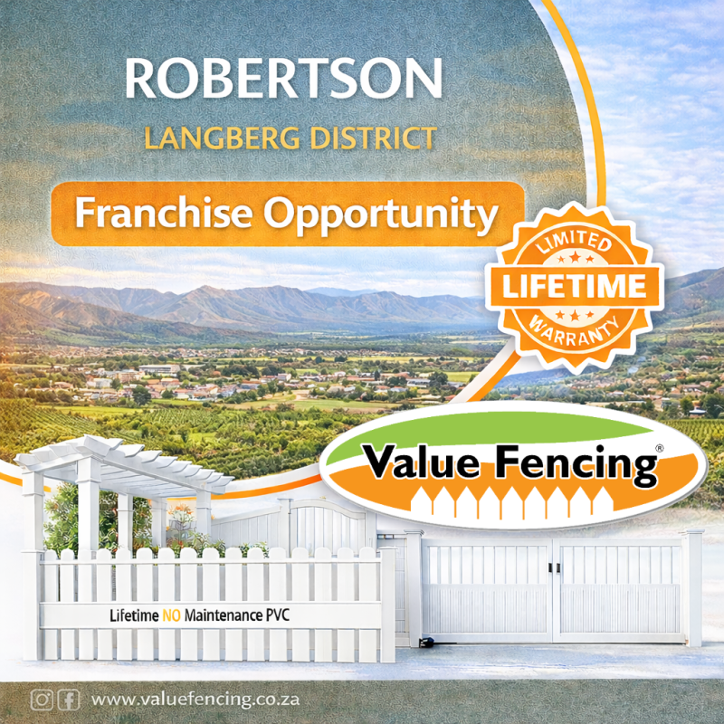pvc fencing robertson robertson business investment value fencing franchise pvc fence installation western cape sustainable fencing solutions lucrative franchise in robertson eco friendly business western cape proven business model pvc products innovation franchise support system