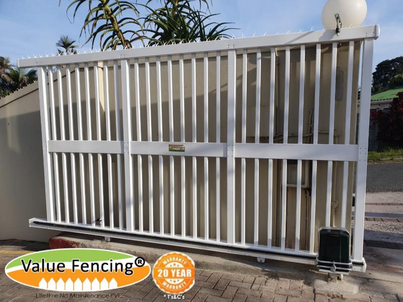 value fencing pvc driveway entrance roller slide gate automated, durban