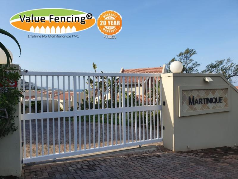 value fencing pvc best palisades style driveway entrance sliding gate, durban, ballito, salt rock, martinuque complex