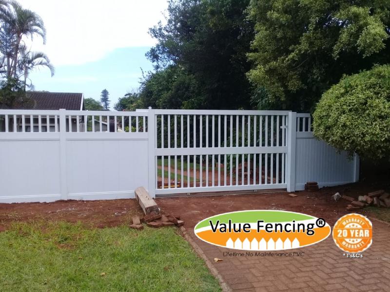 value fencing pvc driveway entrance roller slide gate installation, durban