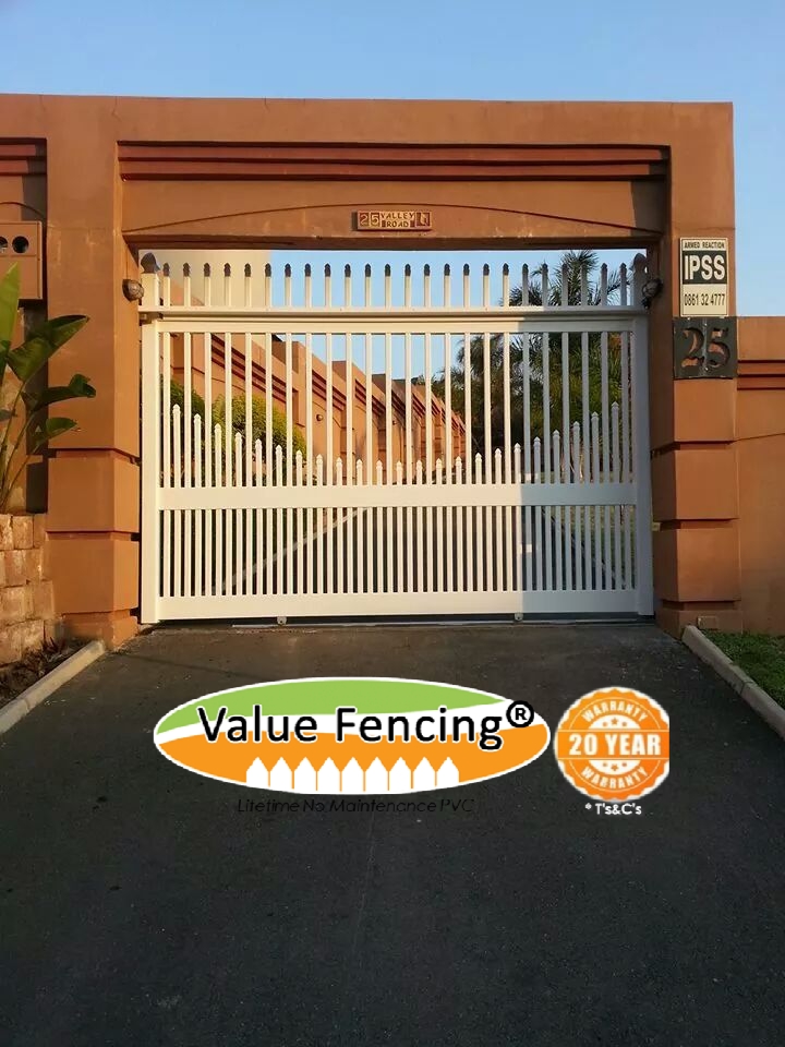 value fencing pvc driveway entrance roller slide gate installation, ballito, durban
