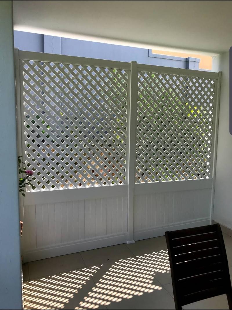 pvc semi-private trellis veranda side screening 