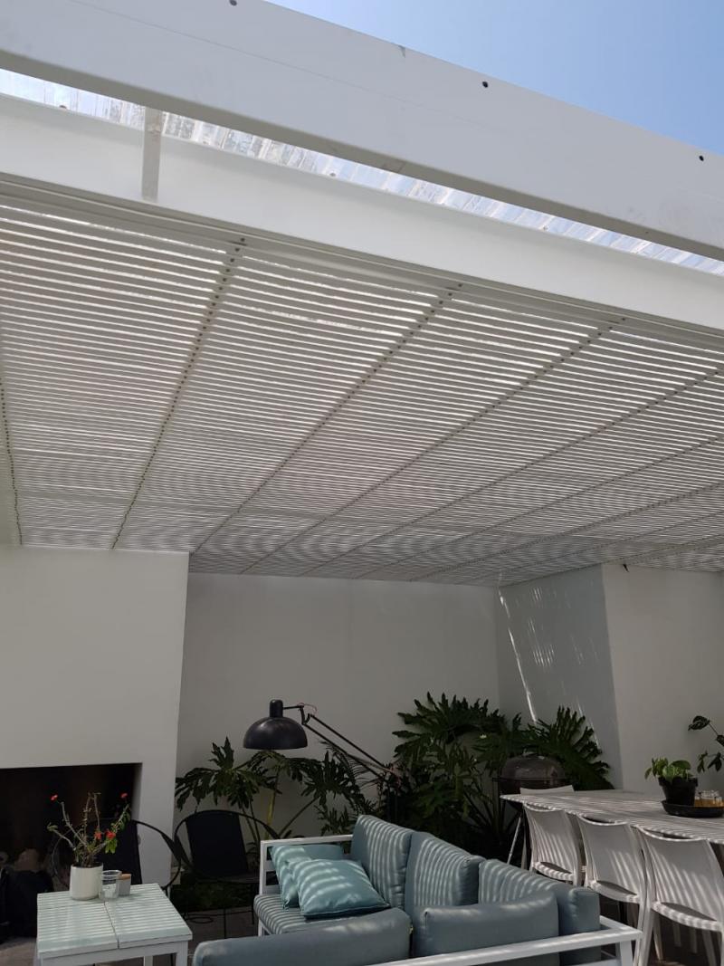 pvc pergola slatted top with clear sheeting