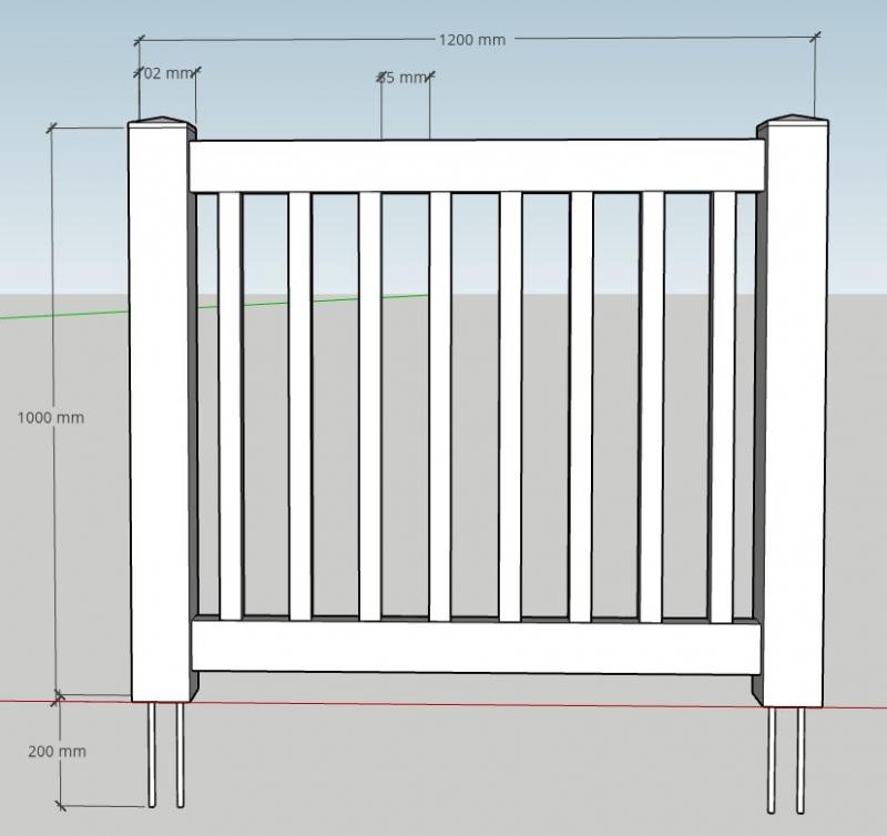 standard balustrade with plain top 1200x1000 fv