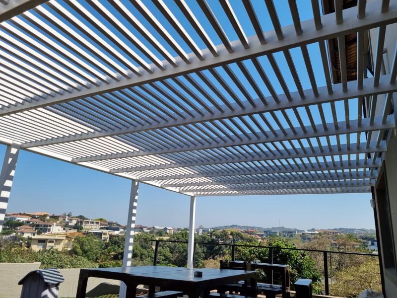 pvc slatted top pergola covered structure