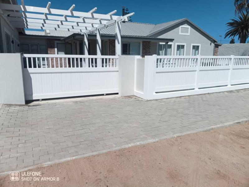 namibia pvc semi private fence sliding gate pergola