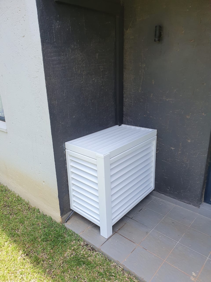 sleek u shaped pvc air conditioner screen cover with louvered design for optimal ventilation