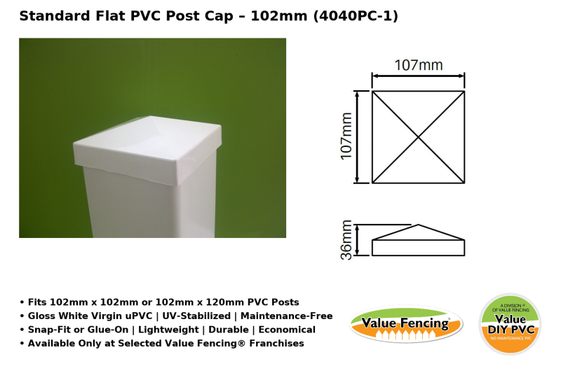 4040pc 1 standard flat pvc post cap visual
