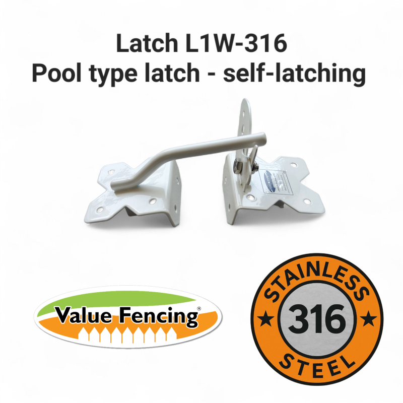 latch l1w pool top self latching pvc fence gate 304 stainless steel white