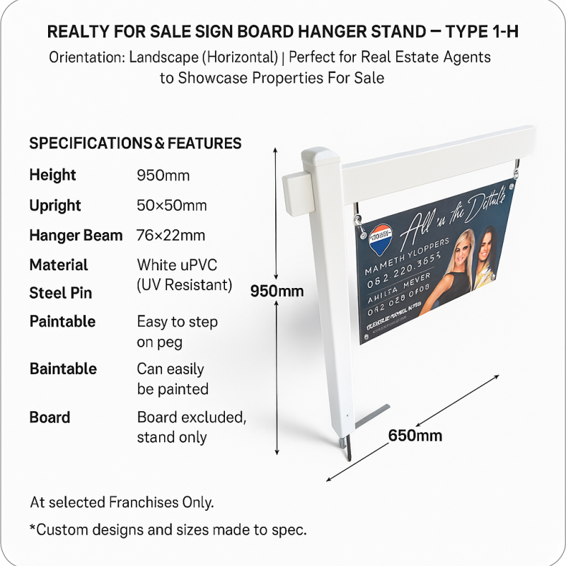 realty for sale sign board hanger stands type 2 h