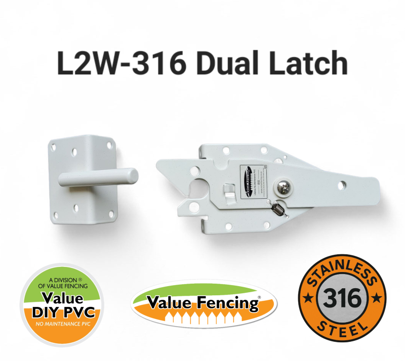 white latch l2w double self latching pvc fence gate 304 stainless steel