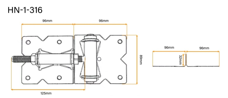 gate hinge spring loaded self closing lrg white