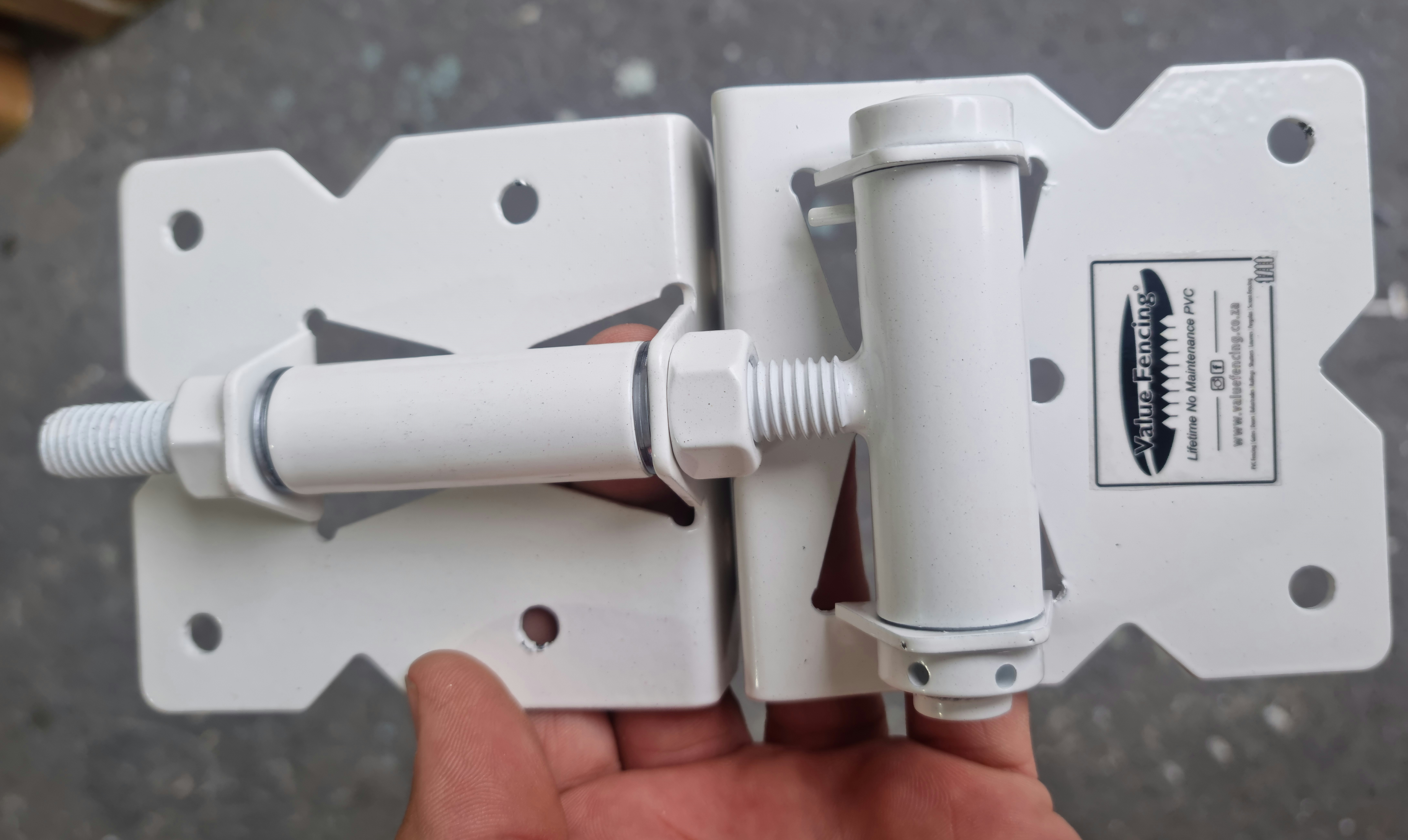 gate hinge spring loaded self closing lrg white