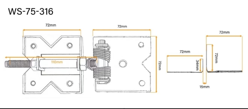 gate hinge spring loaded sml