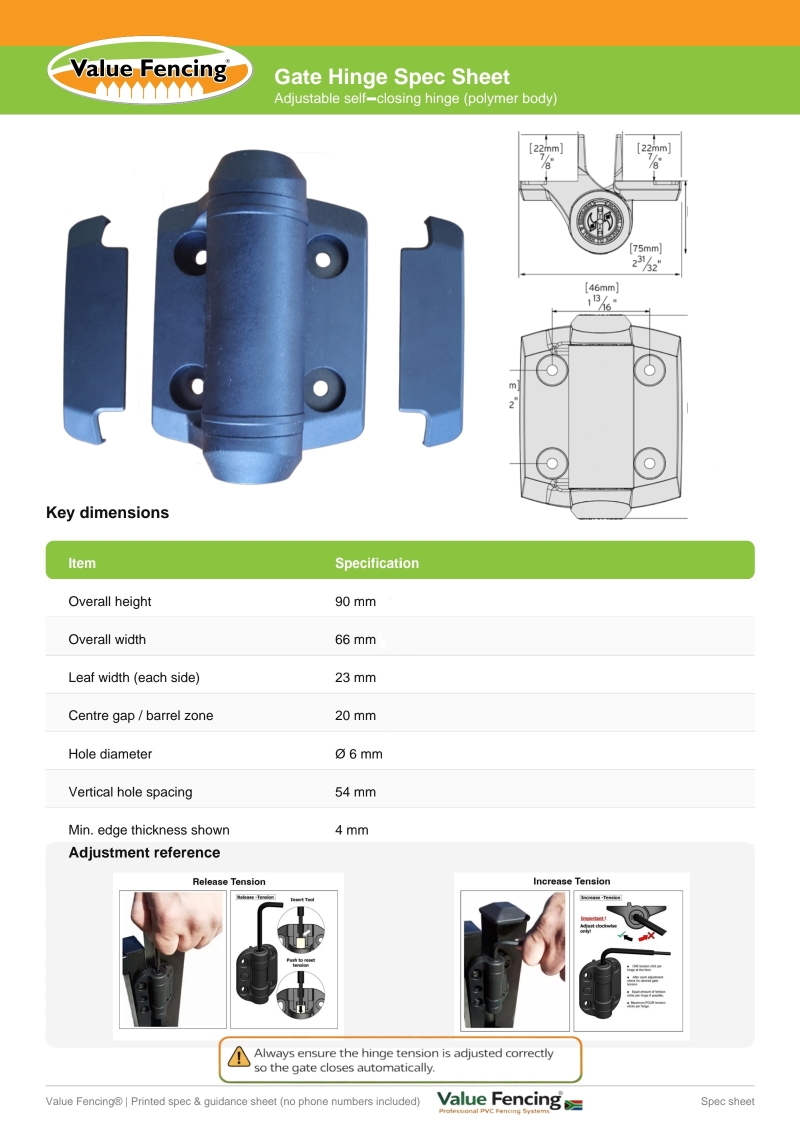 nh 2b adjustable self closing gate hinge black nylon polymer body stainless spring pvc gate hardware