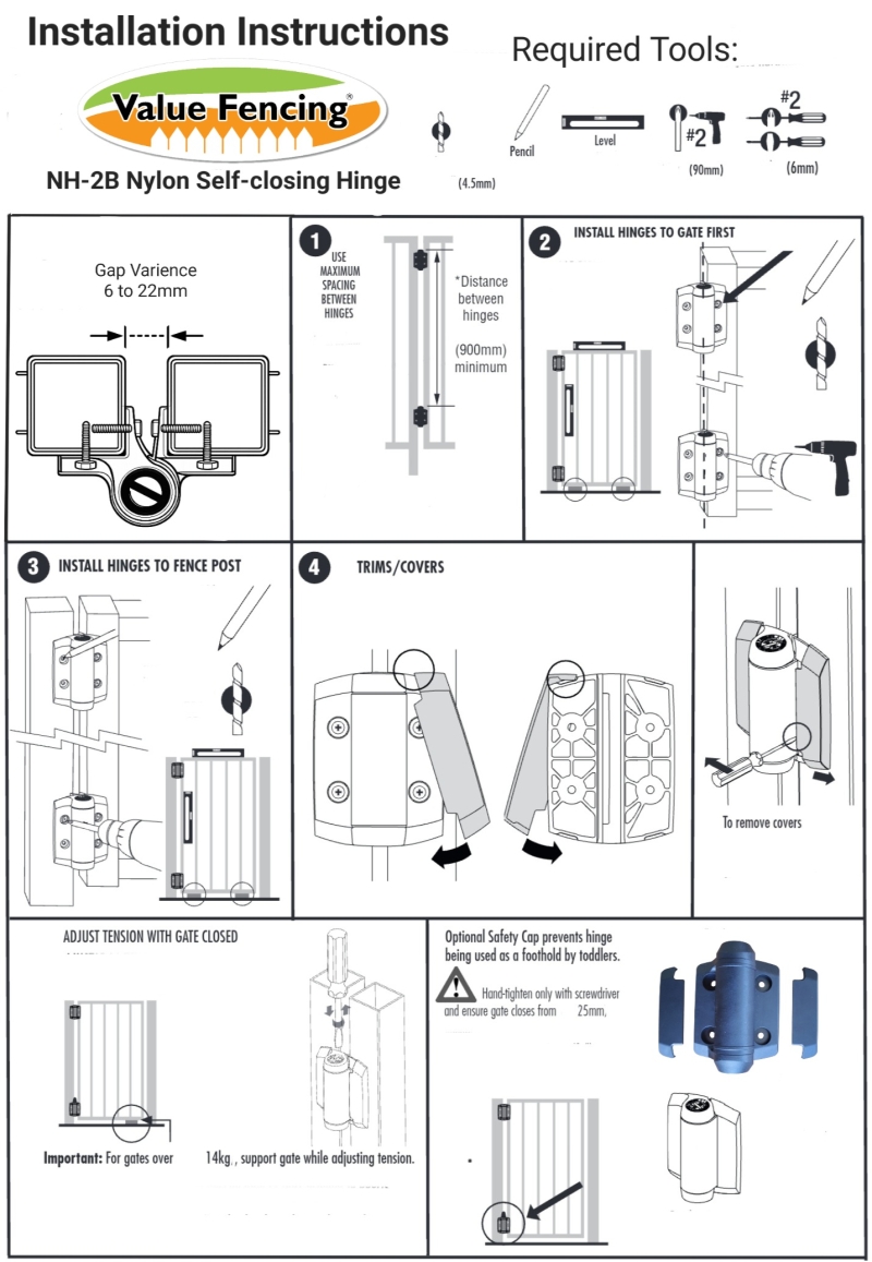 nh 2b self closing hinge installation instructions guide